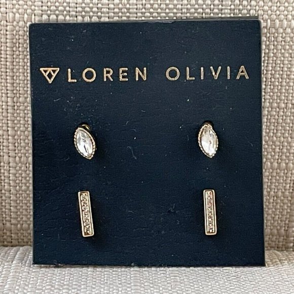 Loren Olivia Women Earrings Stud Small Earrings Jewelry New Set of 2 Earrings - Picture 1 of 9